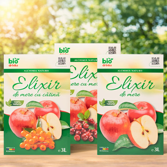 Pachet mixt 3 × Suc 3L – Mere, Mere cu cătină & Mere cu merișoare - Biodrinks