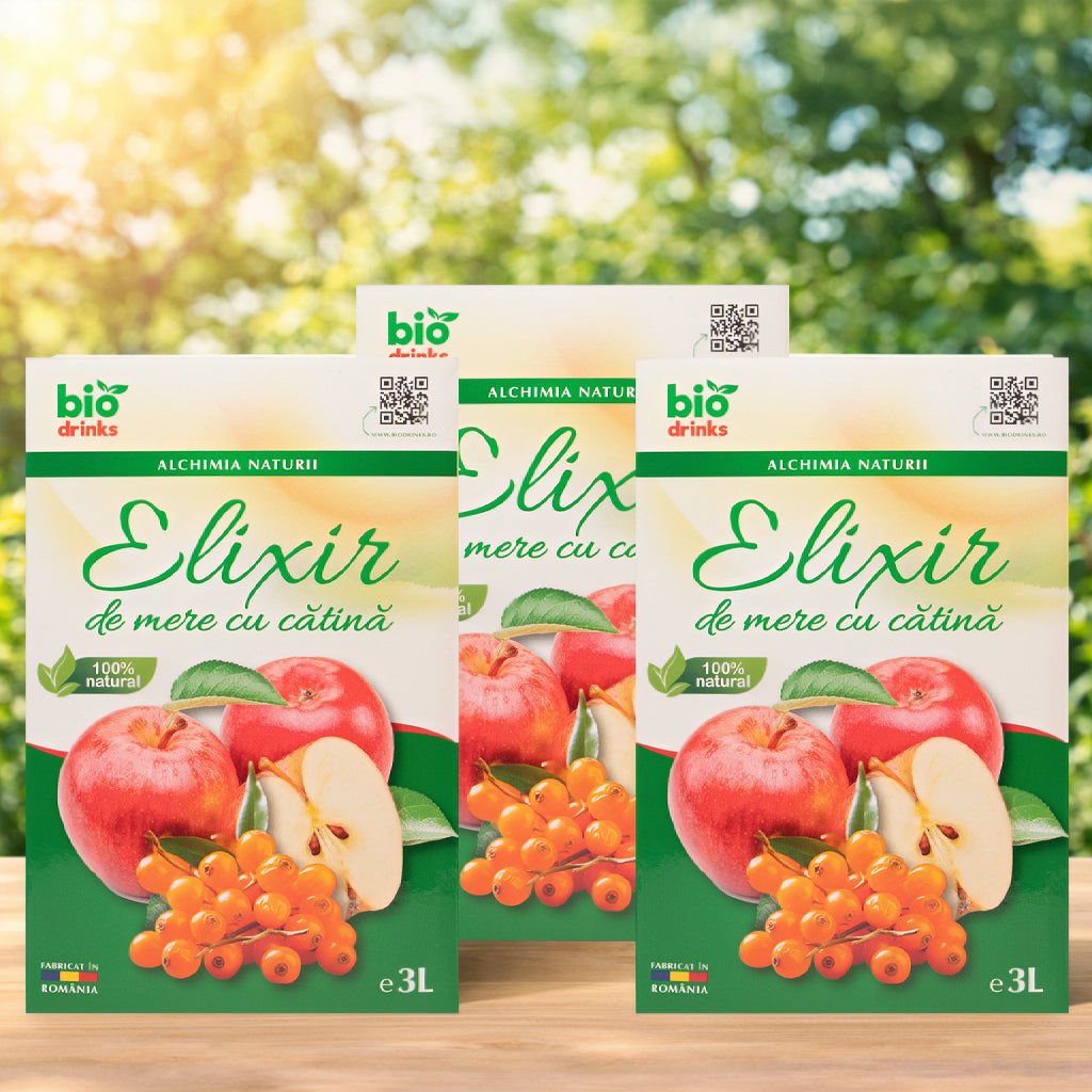 Pachet 3 × Suc de mere cu cătină 3L – Biodrinks, 100% natural
